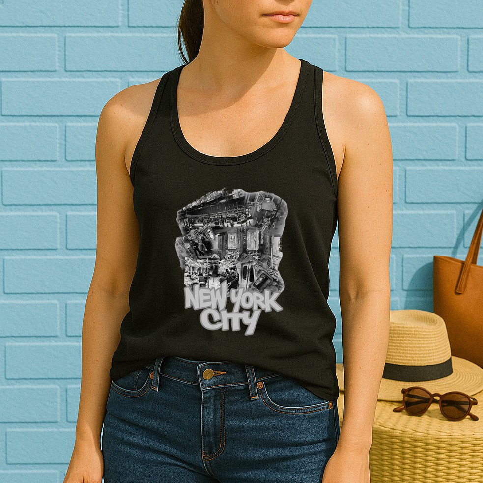 Graffiti Train With Vintage Police New York City Womens Tank Top