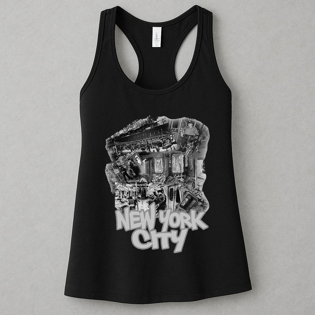 Graffiti Train With Vintage Police New York City Womens Tank Top