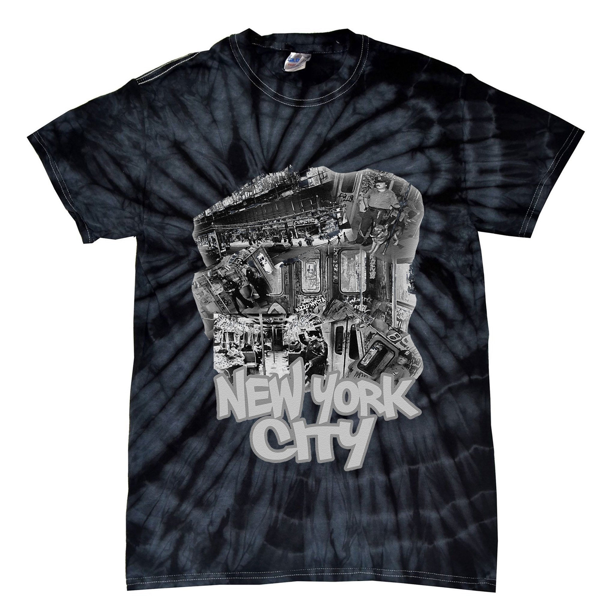 Graffiti Train With Vintage Police New York City Tie-Dye T-Shirt