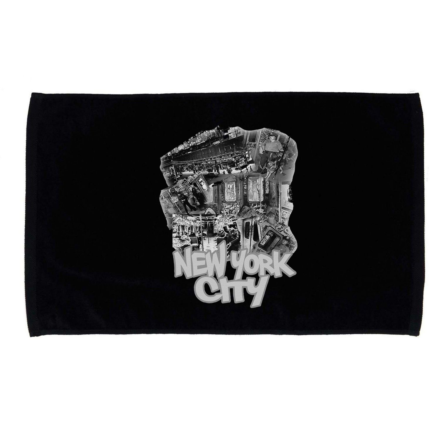 Graffiti Train With Vintage Police New York City Microfiber Hand Towel