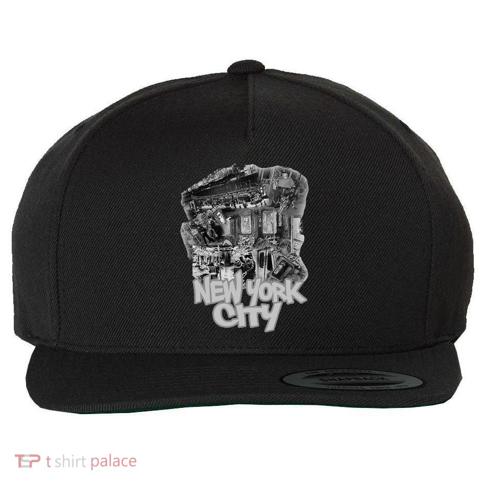 Graffiti Train With Vintage Police New York City Wool Snapback Cap
