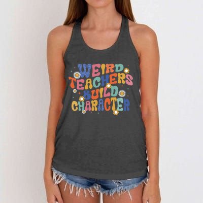 Groovy Teacher Weird Teacher Build Character Back To School Women's Knotted Racerback Tank