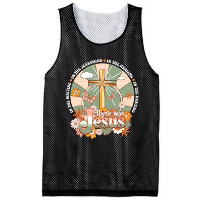 Groovy There Was Jesus Cross Christian Religious Hippie Mesh Reversible Basketball Jersey Tank