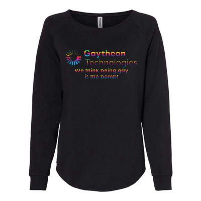 Gaytheon Technologies We Think Being Gay Is The Bomb Womens California Wash Sweatshirt