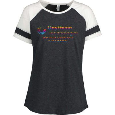 Gaytheon Technologies We Think Being Gay Is The Bomb Enza Ladies Jersey Colorblock Tee