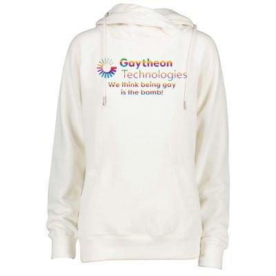 Gaytheon Technologies We Think Being Gay Is The Bomb Womens Funnel Neck Pullover Hood