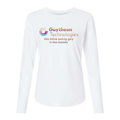 Gaytheon Technologies We Think Being Gay Is The Bomb Womens Cotton Relaxed Long Sleeve T-Shirt