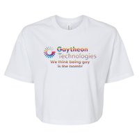 Gaytheon Technologies We Think Being Gay Is The Bomb Bella+Canvas Jersey Crop Tee