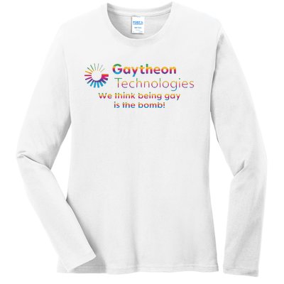 Gaytheon Technologies We Think Being Gay Is The Bomb Ladies Long Sleeve Shirt