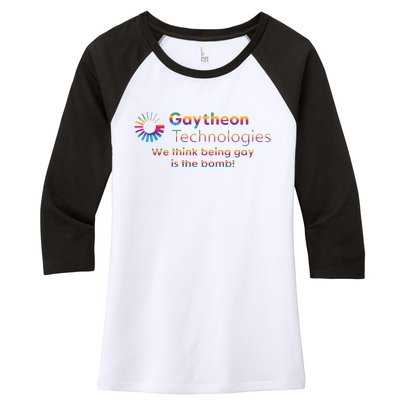 Gaytheon Technologies We Think Being Gay Is The Bomb Women's Tri-Blend 3/4-Sleeve Raglan Shirt