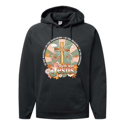 Groovy There Was Jesus Cross Christian Religious Hippie Performance Fleece Hoodie