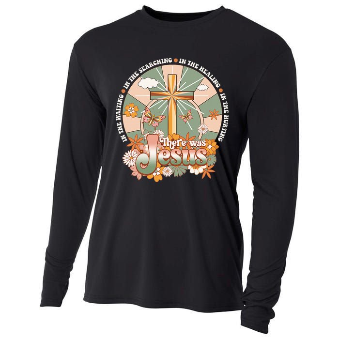 Groovy There Was Jesus Cross Christian Religious Hippie Cooling Performance Long Sleeve Crew