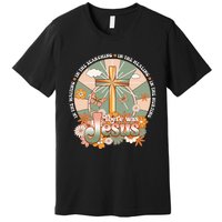 Groovy There Was Jesus Cross Christian Religious Hippie Premium T-Shirt