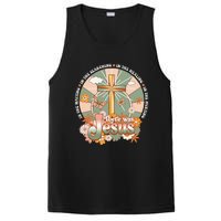 Groovy There Was Jesus Cross Christian Religious Hippie PosiCharge Competitor Tank