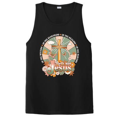 Groovy There Was Jesus Cross Christian Religious Hippie PosiCharge Competitor Tank