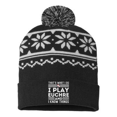 gamer Thats What i Do I Play Eucher And I Know Things USA-Made Snowflake Beanie