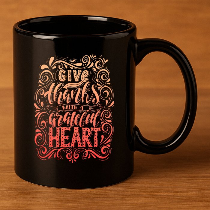Give Thanks With A Grateful Heart Sign 11oz C Handle Ceramic Mug