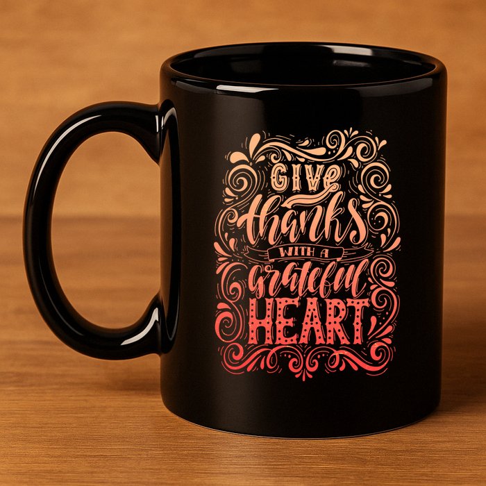 Give Thanks With A Grateful Heart Sign 11oz C Handle Ceramic Mug