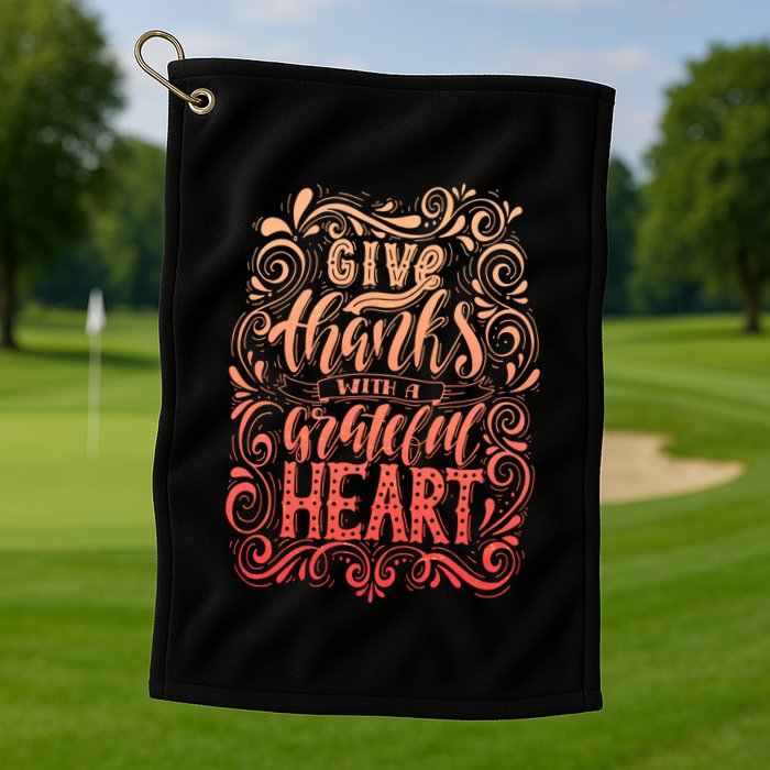 Give Thanks With A Grateful Heart Sign Golf Towel