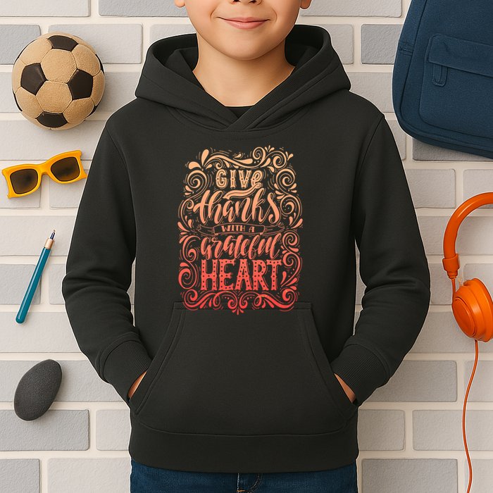 Give Thanks With A Grateful Heart Sign Kids Hoodie