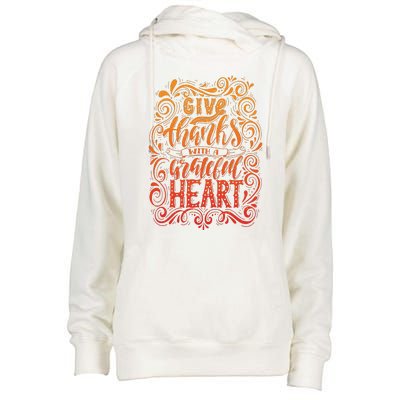 Give Thanks With A Grateful Heart Sign Womens Funnel Neck Pullover Hood