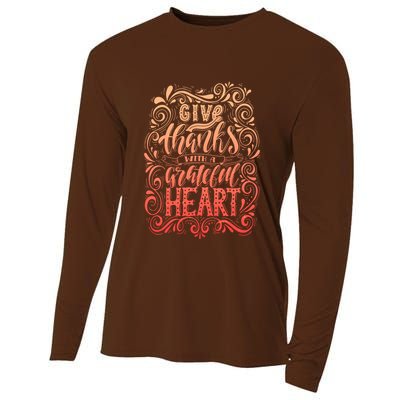 Give Thanks With A Grateful Heart Sign Cooling Performance Long Sleeve Crew