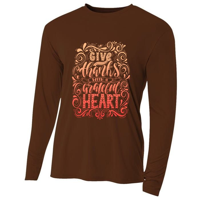 Give Thanks With A Grateful Heart Sign Cooling Performance Long Sleeve Crew