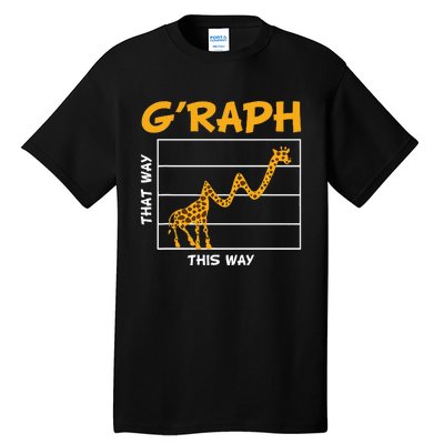 GRaph This Way That Way Wildlife Funny Math Teacher Giraffe Tall T-Shirt