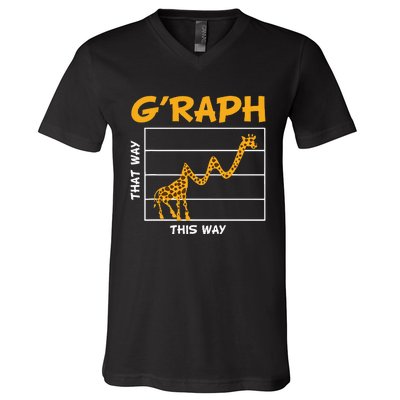 GRaph This Way That Way Wildlife Funny Math Teacher Giraffe V-Neck T-Shirt