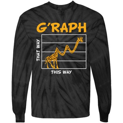 GRaph This Way That Way Wildlife Funny Math Teacher Giraffe Tie-Dye Long Sleeve Shirt