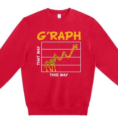 GRaph This Way That Way Wildlife Funny Math Teacher Giraffe Premium Crewneck Sweatshirt