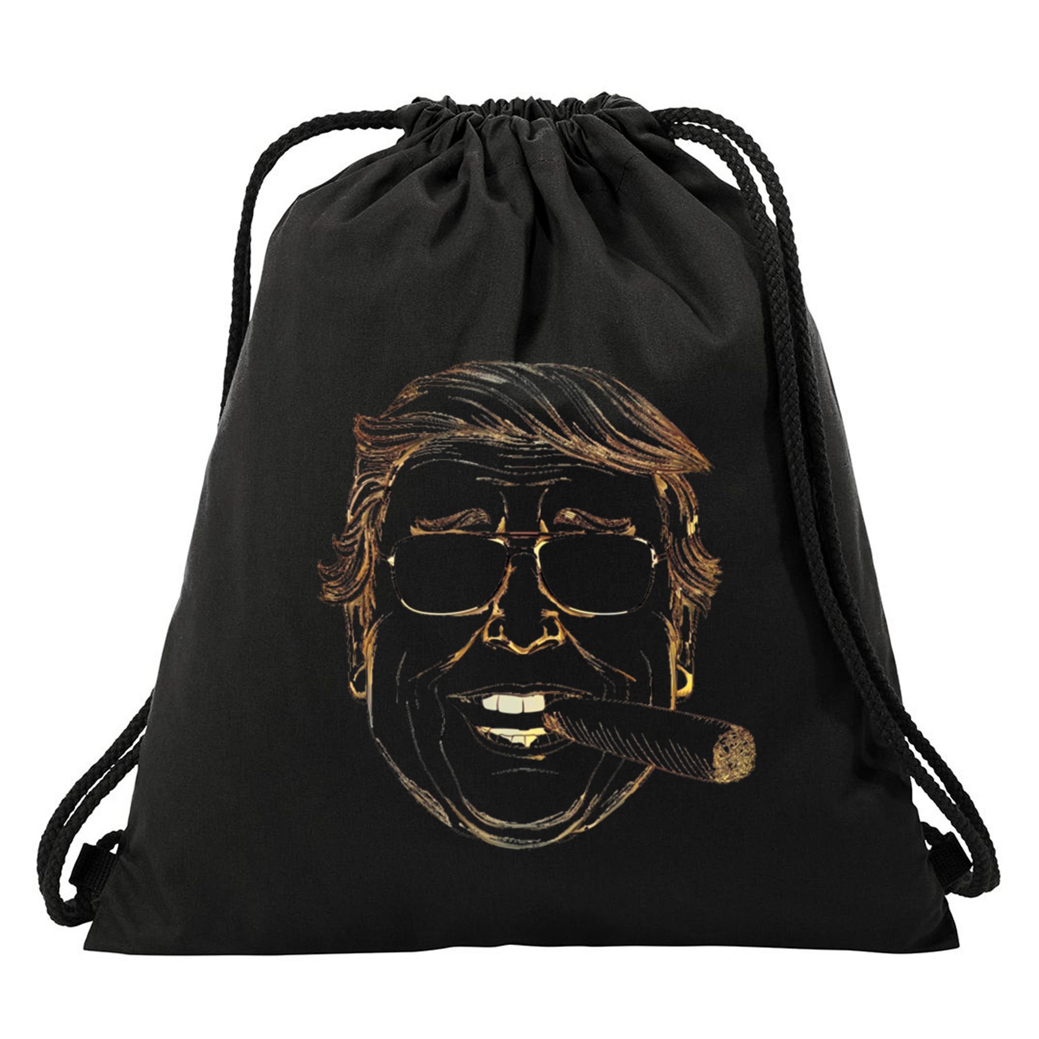 Gold Trump With Cigar And Sunglasses Gift Drawstring Bag
