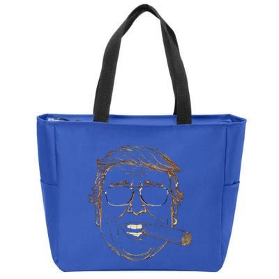 Gold Trump With Cigar And Sunglasses Gift Zip Tote Bag