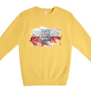 Geremany Thuringia Watercolor Painted State Flag Premium Crewneck Sweatshirt