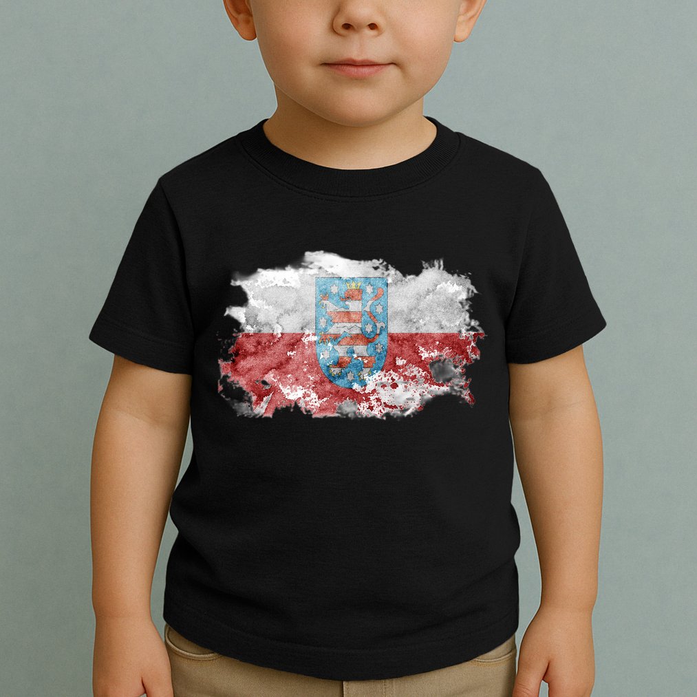 Geremany Thuringia Watercolor Painted State Flag Toddler T-Shirt