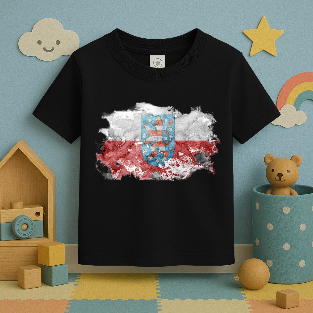 Geremany Thuringia Watercolor Painted State Flag Toddler T-Shirt