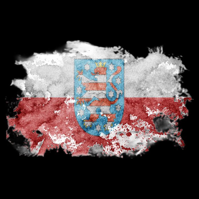 Geremany Thuringia Watercolor Painted State Flag Womens T-Shirt