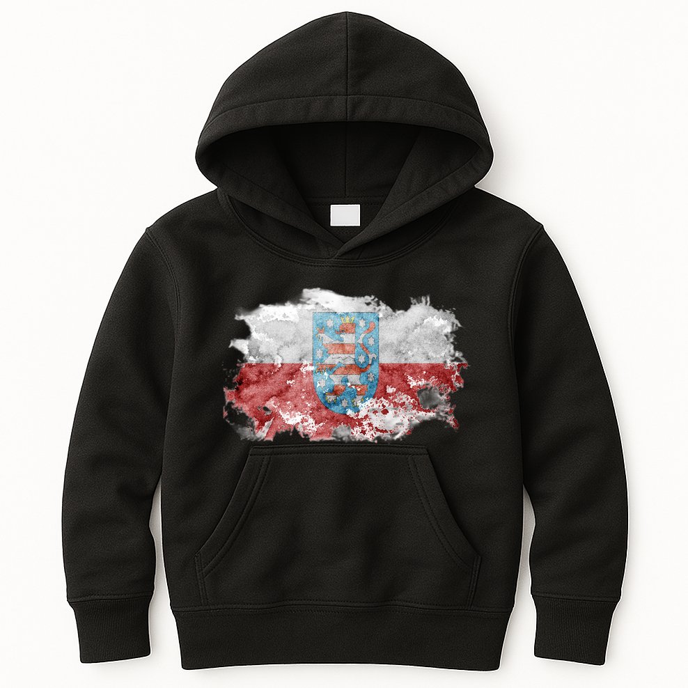 Geremany Thuringia Watercolor Painted State Flag Kids Hoodie