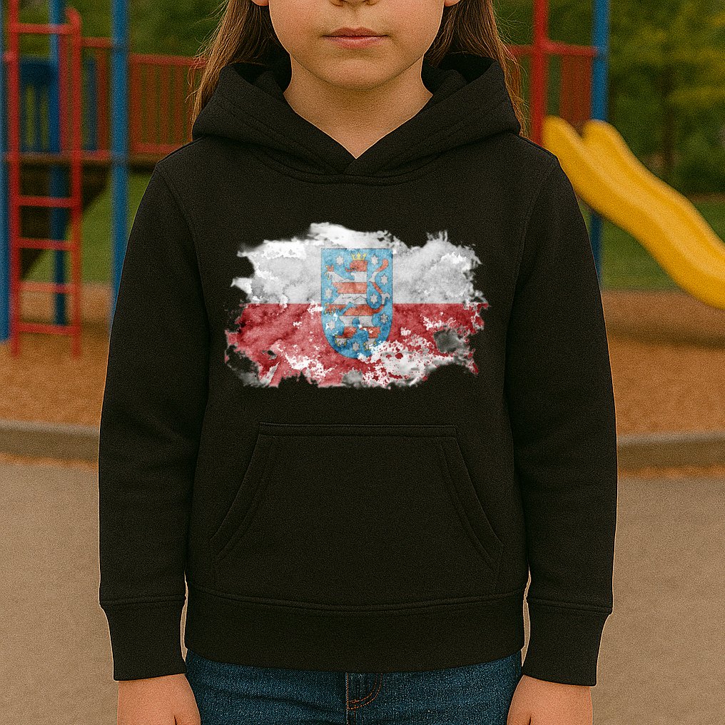 Geremany Thuringia Watercolor Painted State Flag Kids Hoodie