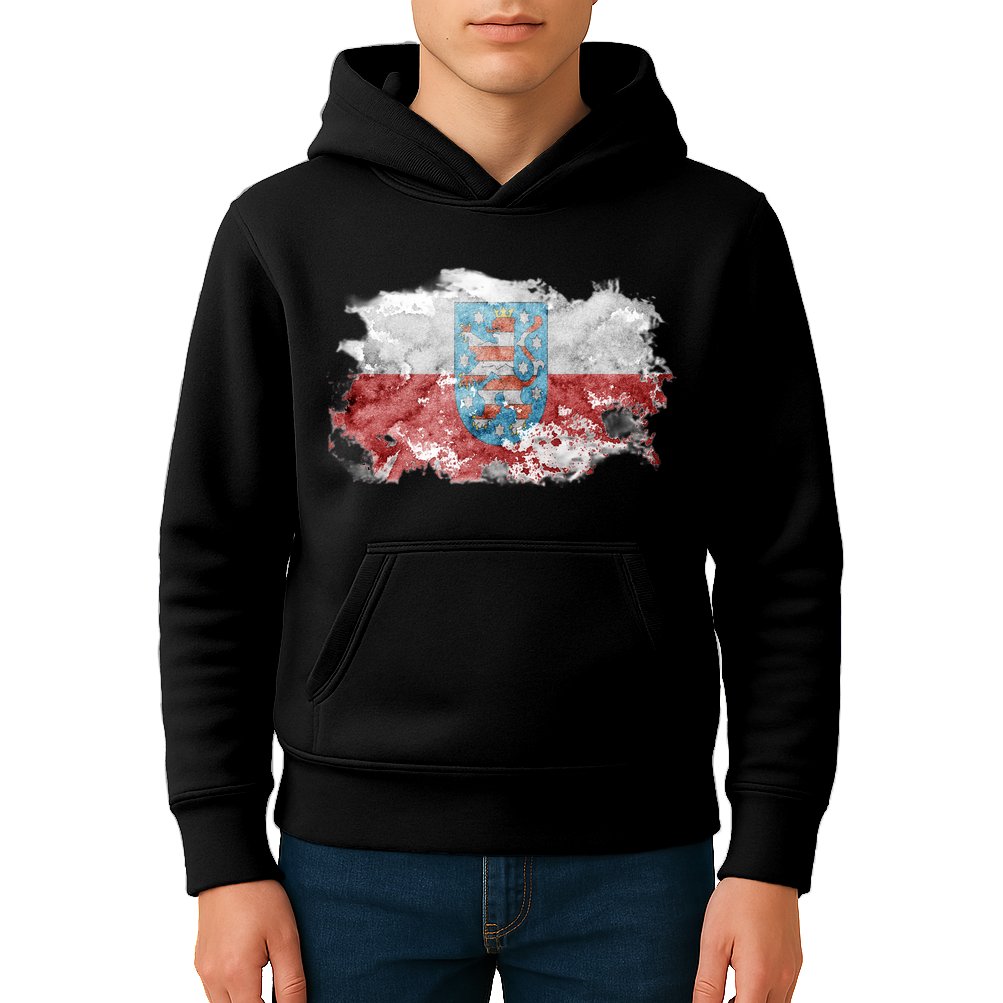 Geremany Thuringia Watercolor Painted State Flag Kids Hoodie