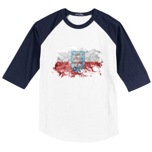 Geremany Thuringia Watercolor Painted State Flag Baseball Sleeve Shirt