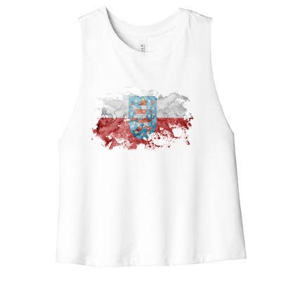 Geremany Thuringia Watercolor Painted State Flag Women's Racerback Cropped Tank