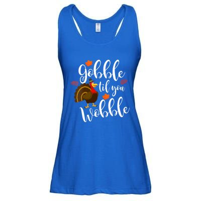 Gobble Til You Wobble Funny Thanksgiving Dinner Pun Gift Ladies Essential Flowy Tank