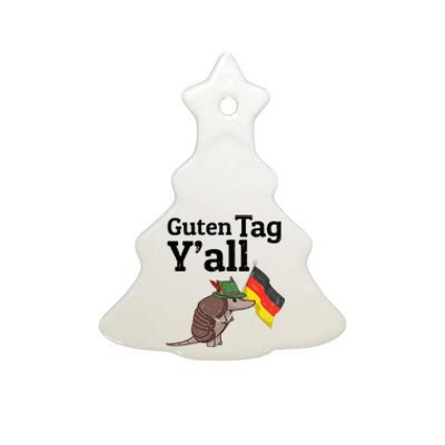 Guten Tag Yall Texas Armadillo German Flag Hat Ceramic Tree Ornament