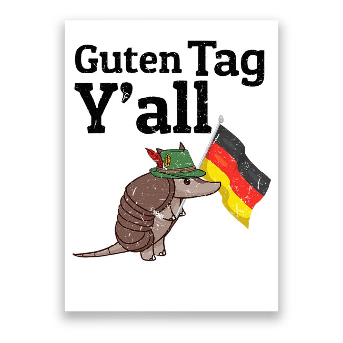 Guten Tag Yall Texas Armadillo German Flag Hat Poster