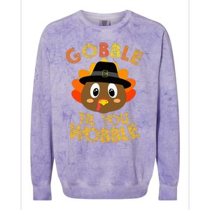 Gobble Til You Wobble Baby Thanksgiving Colorblast Crewneck Sweatshirt