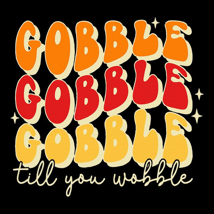 Gobble Till You Wobble Thanksgiving Retro Drawstring Bag