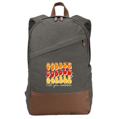 Gobble Till You Wobble Thanksgiving Retro Cotton Canvas Backpack