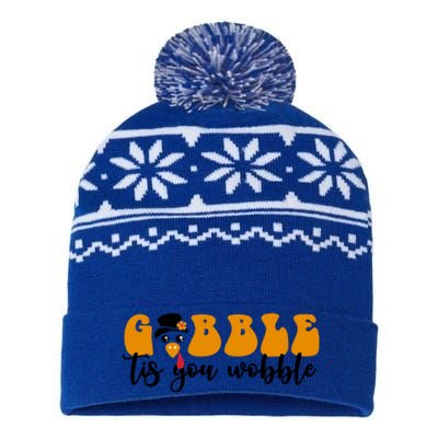 Gobble Til You Wobble Great Gift Thanksgiving Cute Turkey Face Cool Gift USA-Made Snowflake Beanie