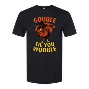 Gobble Til You Wobble Dabbing Turkey Thanksgiving Day Gift Softstyle CVC T-Shirt